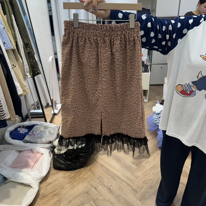 DE LINE韓國代購女士新款時尚真品休閑半身裙中短裙豹紋DE LINE半身裙/中短裙