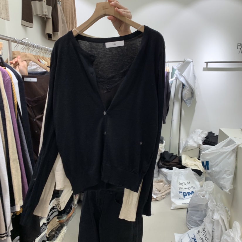 BY BOMI東大門代購女裝新款休閑人氣時尚針織衫假兩件蕾絲BY BOMI針織衫圖色3黑
