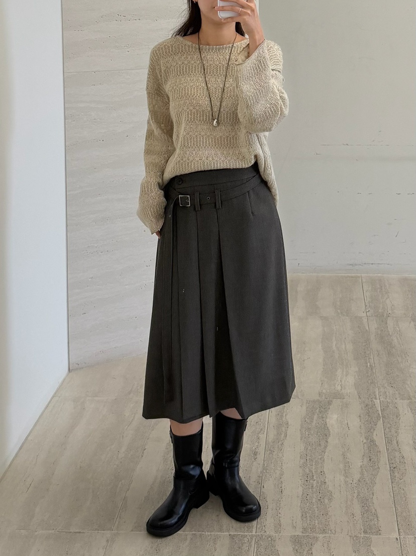 URBANE cloth韓國代購女裝新款時尚休閑半身裙中短裙系帶URBANE cloth半身裙/中短裙