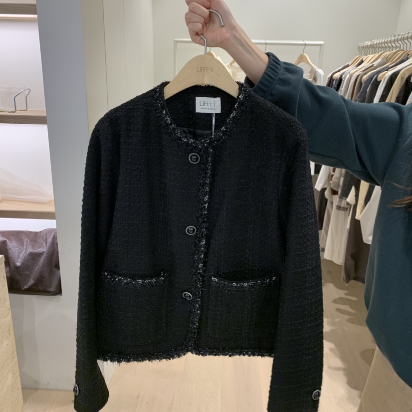 LIFFEY韓國代購女裝新款真品休閑人氣熱賣時尚夾克粗花呢LIFFEY夾克圖色1