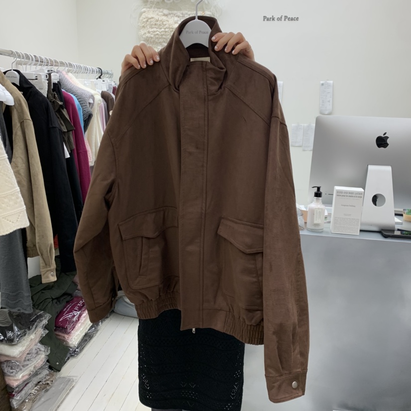 PARK OF PEACE東大門實拍女裝新品休閑推薦真品人氣夾克絨PARK OF PEACE夾克圖色2棕色