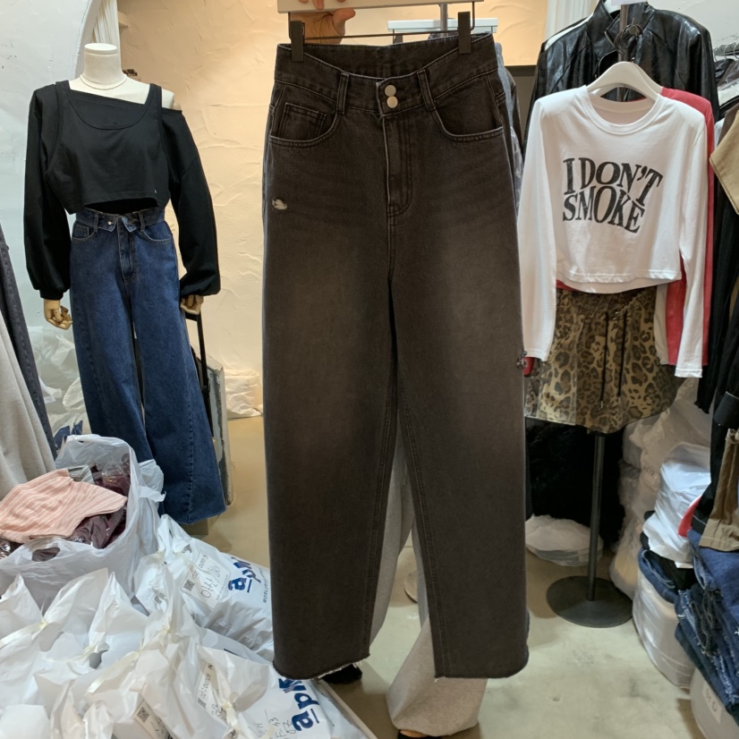 OZ韓國代購女裝新品真品推薦休閑人氣熱賣時尚牛仔褲雙按鈕OZ.ounce牛仔褲圖色2