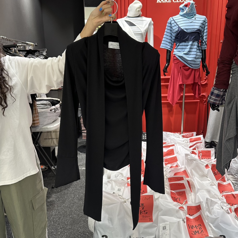 RARE CLOSET韓國代購女裝新品真品熱賣休閑長袖T恤含圍巾RARE CLOSET長袖T恤圖色3