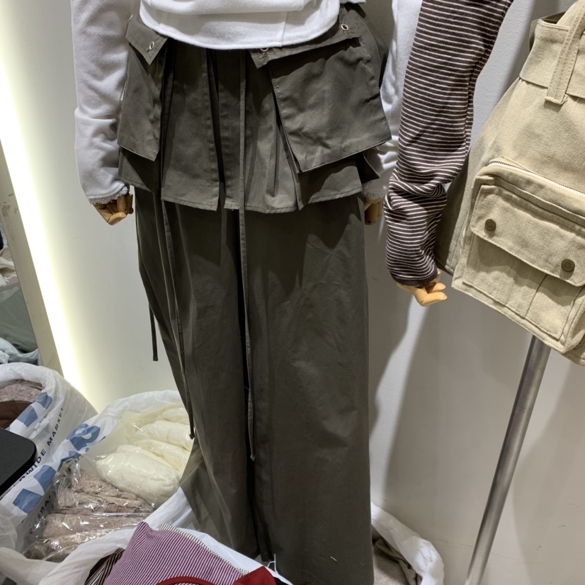 TYCHE東大門代購女裝新品人氣休閑推薦時尚真品裙褲口袋褶裥TYCHE裙褲圖色1卡其綠