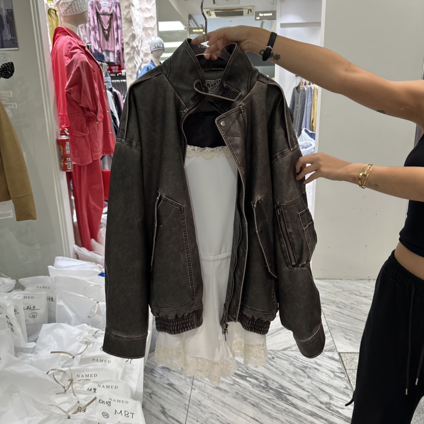 VIRKIN東大門代購女裝新品熱賣時尚休閑夾克不含內搭水洗VIRKIN夾克圖色1
