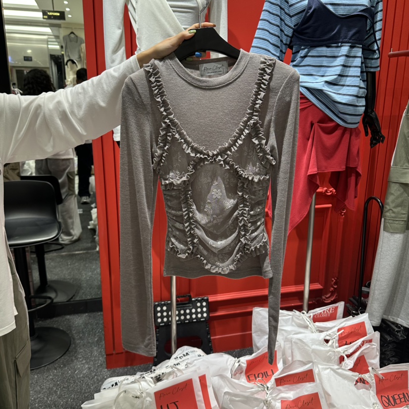 RARE CLOSET東大門代購女士新品真品熱賣人氣長袖T恤假兩件RARE CLOSET長袖T恤圖色2