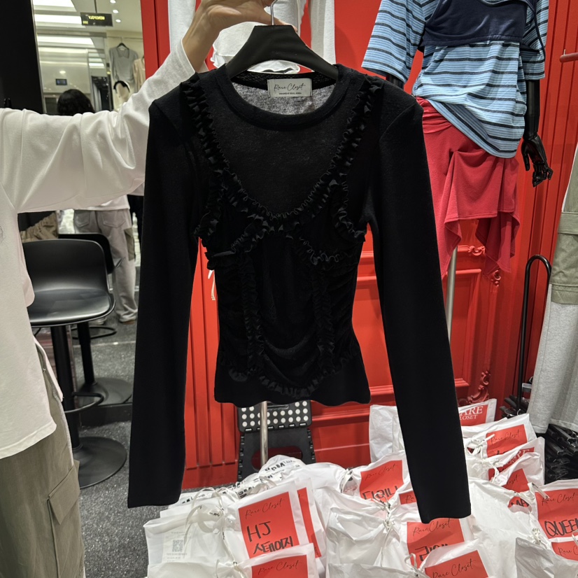 RARE CLOSET東大門代購女士新品真品熱賣人氣長袖T恤假兩件RARE CLOSET長袖T恤圖色3