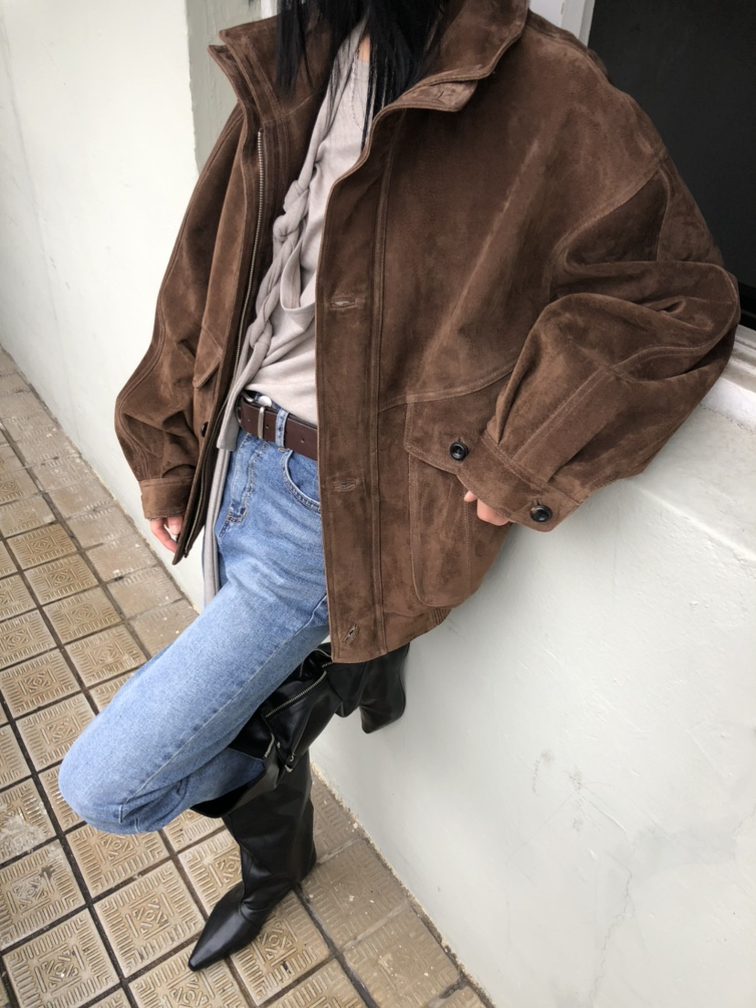 MOVENNE韓國代購女士新款休閑推薦真品時尚熱賣夾克絨面革MOVENNE夾克