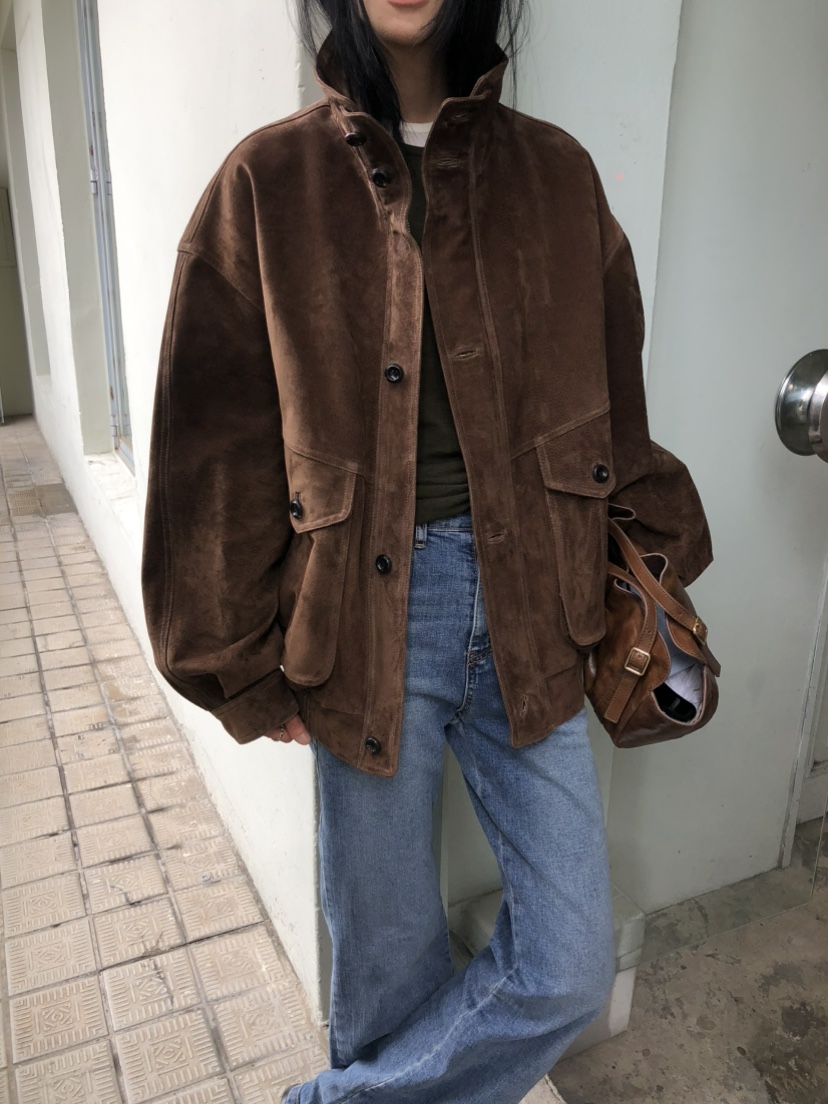 MOVENNE韓國代購女士新款休閑推薦真品時尚熱賣夾克絨面革MOVENNE夾克