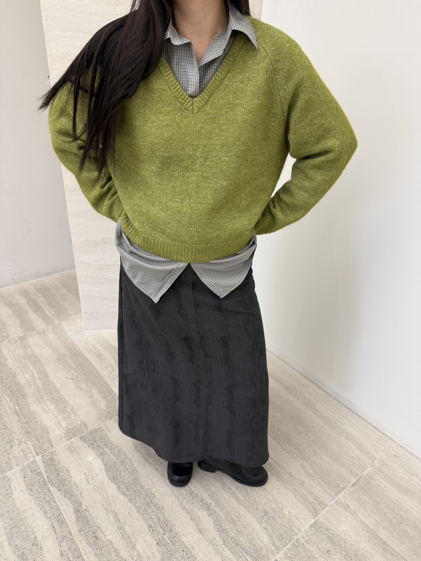 VERNIMENT韓國代購女裝新款時尚針織衫不含內搭羊駝毛V領VERNIMENT針織衫圖色1