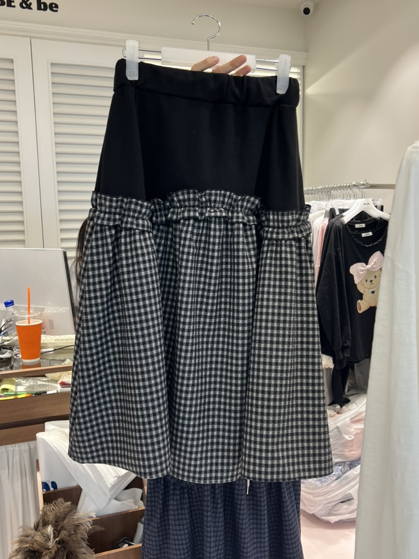BE&amp;BE東大門實拍女士新款推薦真品人氣休閑長裙格子BE&be長裙