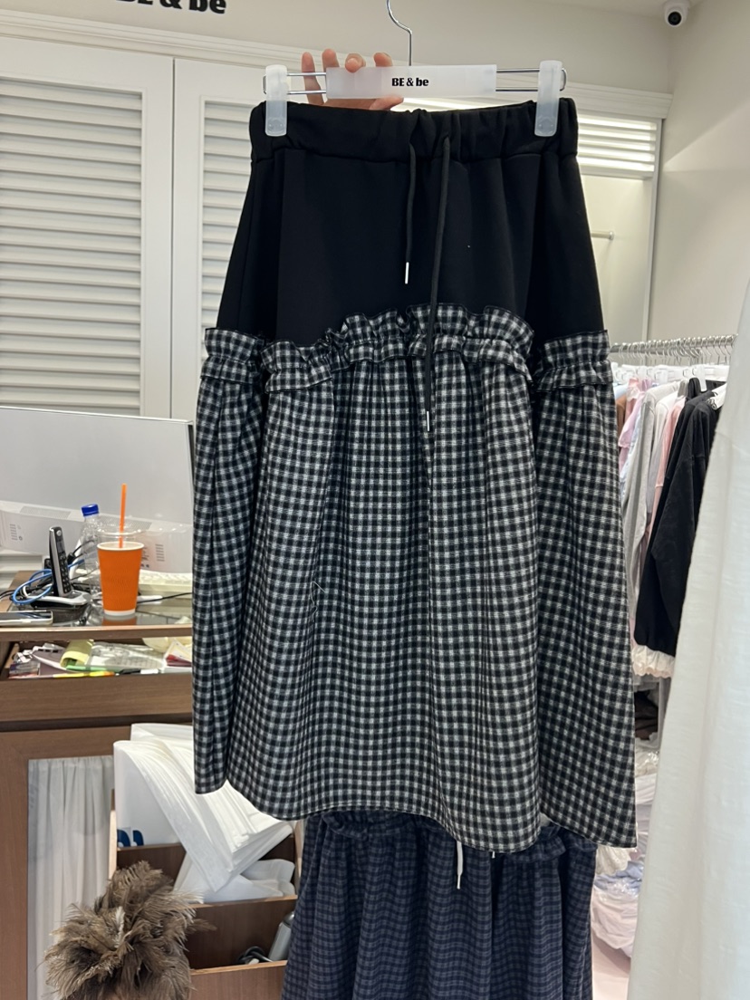 BE&amp;BE東大門實拍女士新款推薦真品人氣休閑長裙格子BE&be長裙圖色1