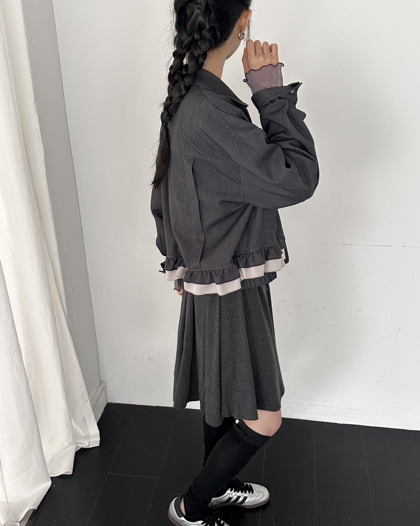 HOWDY/FACT THE NERD韓國直郵女士新款人氣推薦夾克褶邊HOWDY/FACT THE NERD夾克