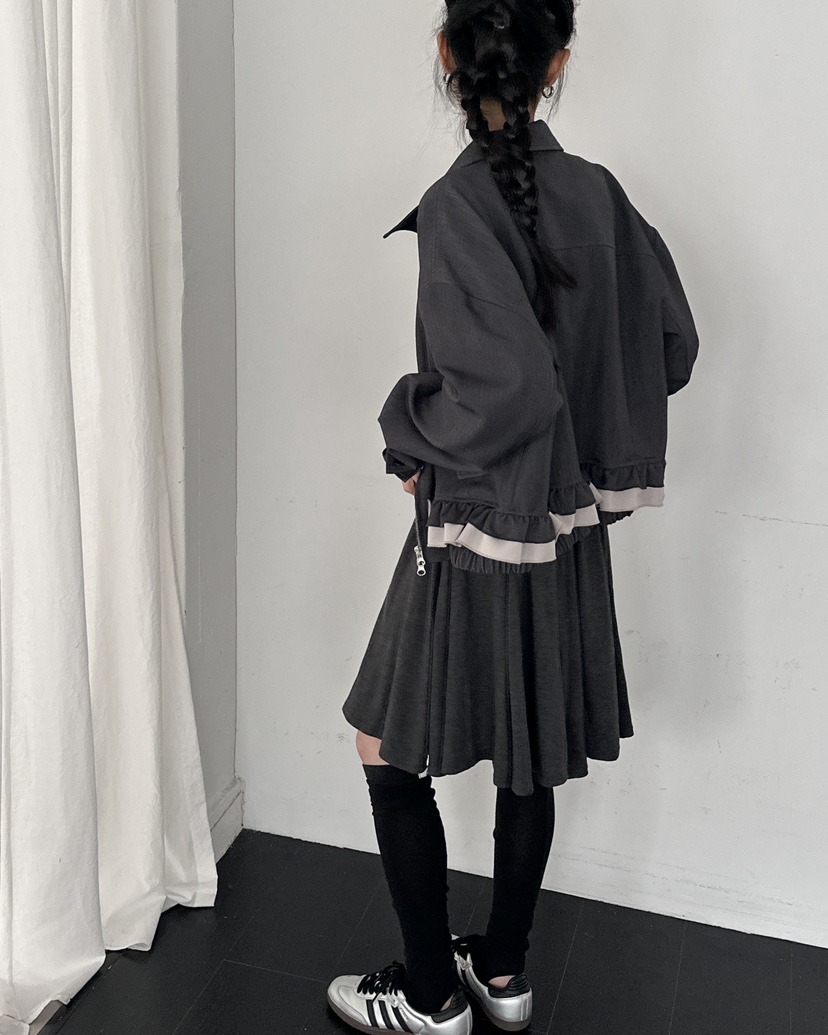 HOWDY/FACT THE NERD韓國直郵女士新款人氣推薦夾克褶邊HOWDY/FACT THE NERD夾克