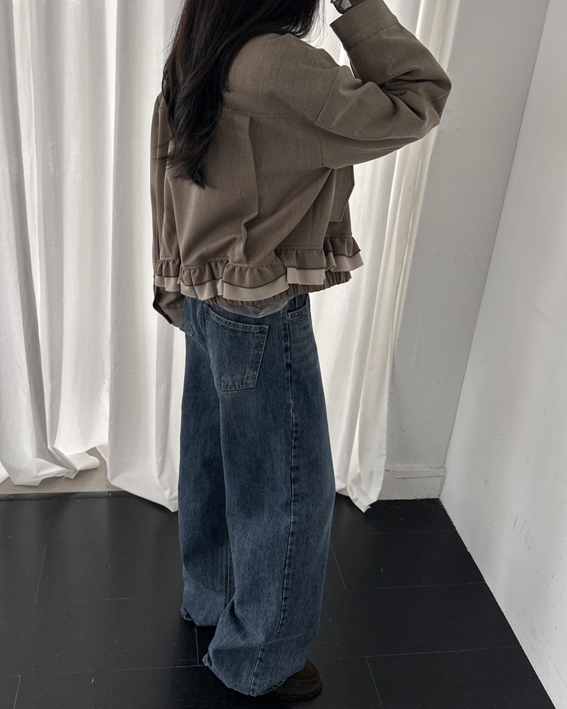 HOWDY/FACT THE NERD韓國直郵女士新款人氣推薦夾克褶邊HOWDY/FACT THE NERD夾克
