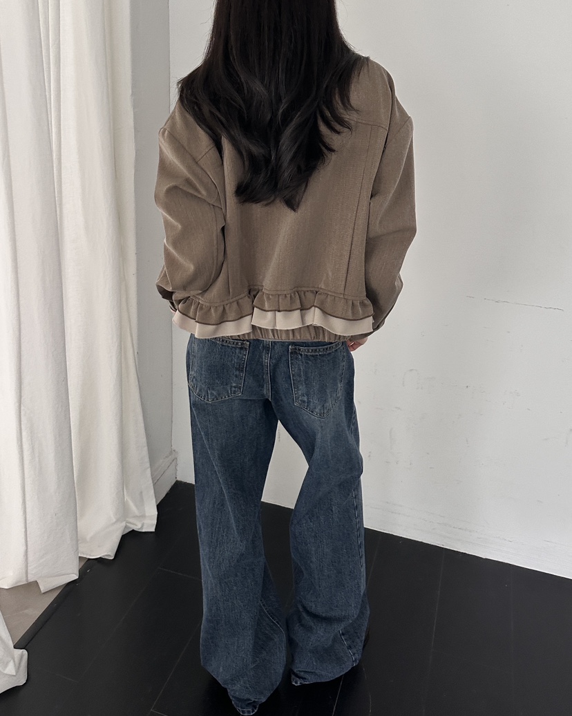 HOWDY/FACT THE NERD韓國直郵女士新款人氣推薦夾克褶邊HOWDY/FACT THE NERD夾克