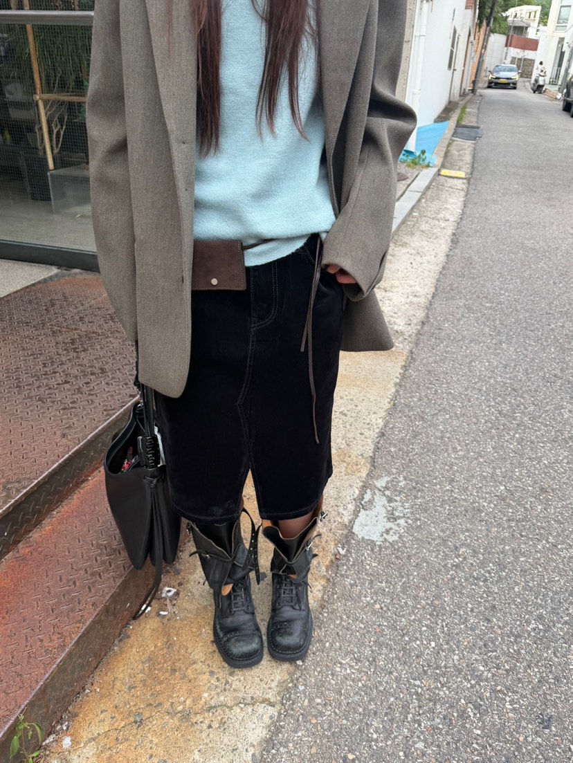 MINIMUZE東大門直郵女士新品熱賣休閑半身裙中短裙天鵝絨MINIMUZE半身裙/中短裙
