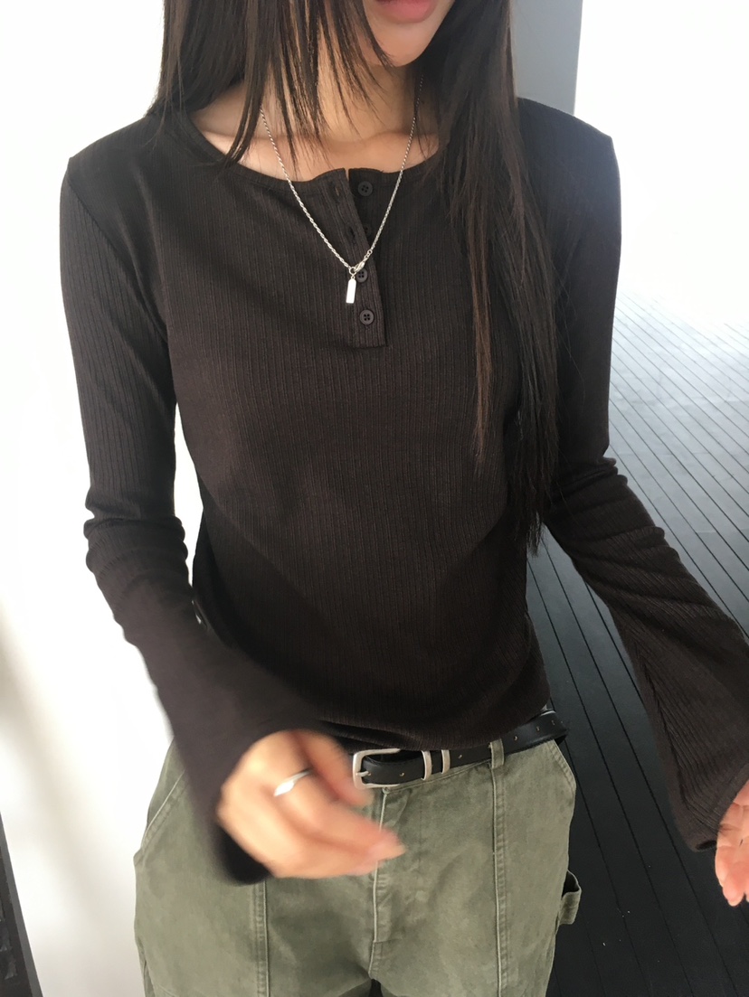 MINIMUZE韓國代購女士新款熱賣人氣休閑時尚推薦長袖T恤紐扣MINIMUZE長袖T恤