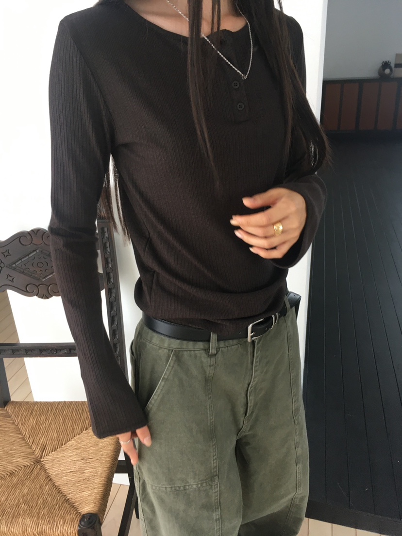MINIMUZE韓國代購女士新款熱賣人氣休閑時尚推薦長袖T恤紐扣MINIMUZE長袖T恤