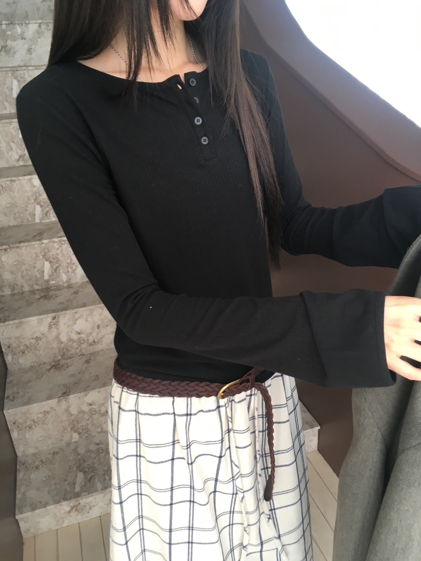 MINIMUZE韓國代購女士新款熱賣人氣休閑時尚推薦長袖T恤紐扣MINIMUZE長袖T恤