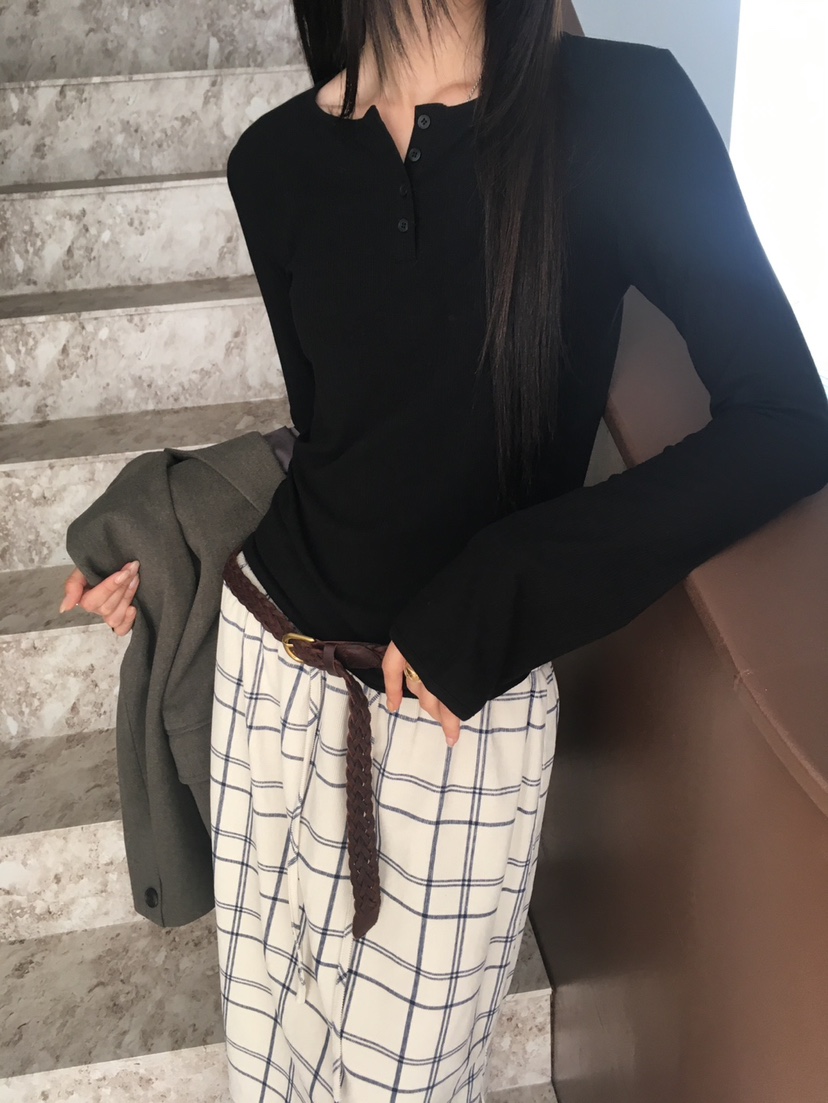 MINIMUZE韓國代購女士新款熱賣人氣休閑時尚推薦長袖T恤紐扣MINIMUZE長袖T恤
