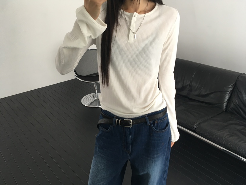 MINIMUZE韓國代購女士新款熱賣人氣休閑時尚推薦長袖T恤紐扣MINIMUZE長袖T恤