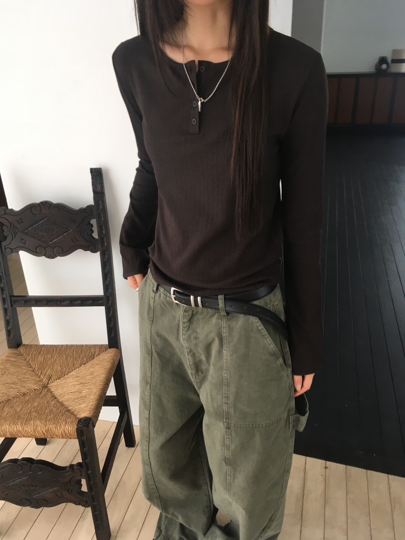MINIMUZE韓國代購女士新款熱賣人氣休閑時尚推薦長袖T恤紐扣MINIMUZE長袖T恤