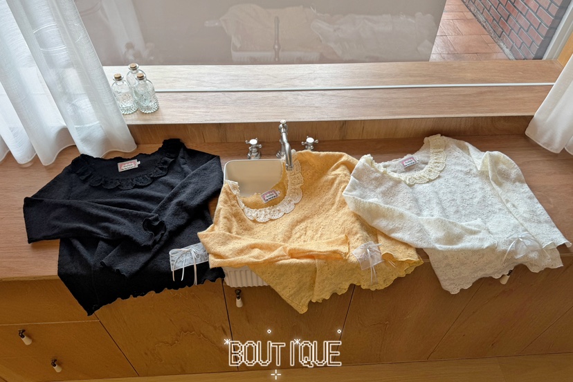 BOUTIQUE-L東大門實拍女士新款熱賣真品推薦長袖T恤褶邊BOUTIQUE-L長袖T恤