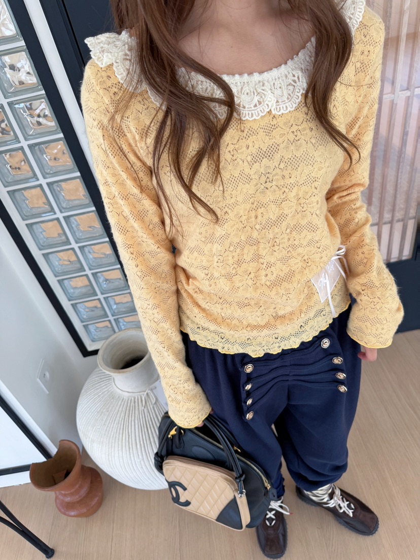 BOUTIQUE-L東大門實拍女士新款熱賣真品推薦長袖T恤褶邊BOUTIQUE-L長袖T恤
