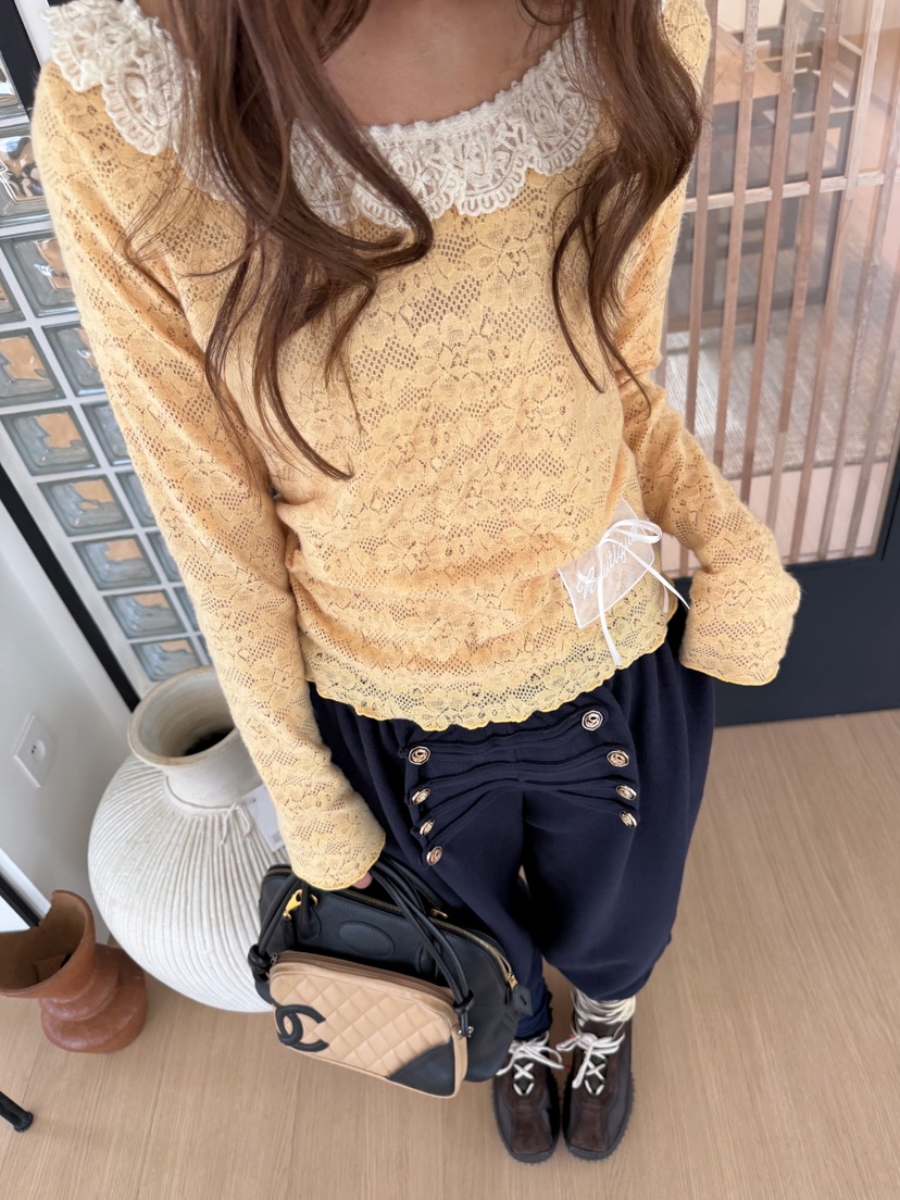 BOUTIQUE-L東大門實拍女士新款熱賣真品推薦長袖T恤褶邊BOUTIQUE-L長袖T恤