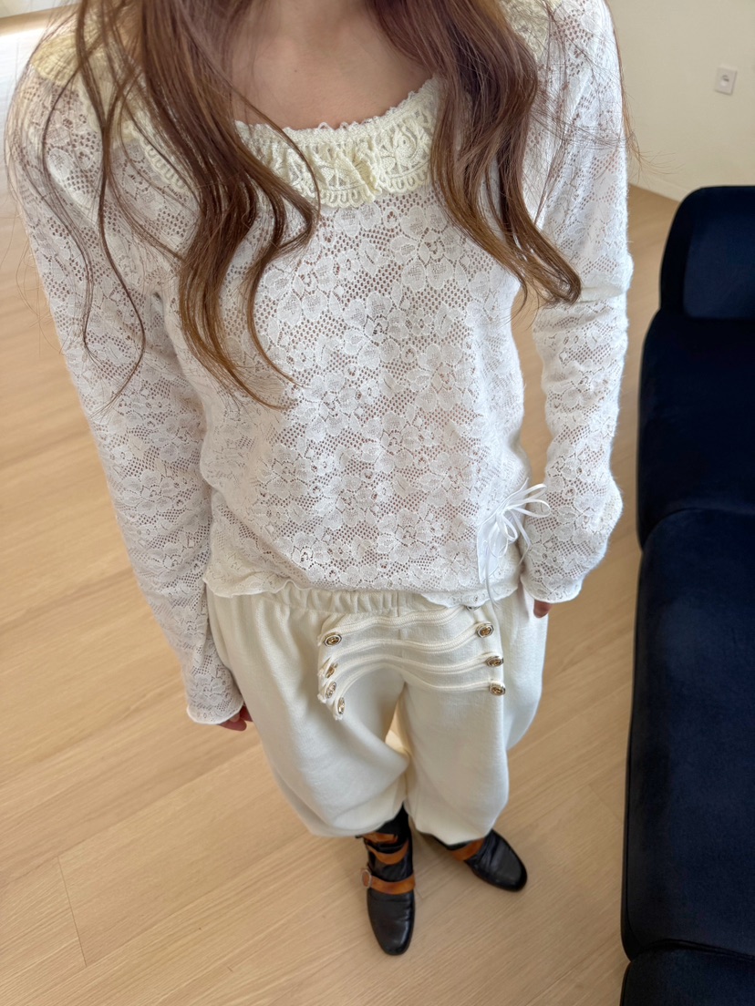BOUTIQUE-L東大門實拍女士新款熱賣真品推薦長袖T恤褶邊BOUTIQUE-L長袖T恤圖色2