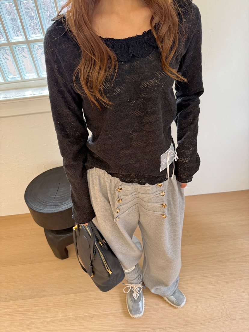 BOUTIQUE-L東大門實拍女士新款熱賣真品推薦長袖T恤褶邊BOUTIQUE-L長袖T恤圖色3
