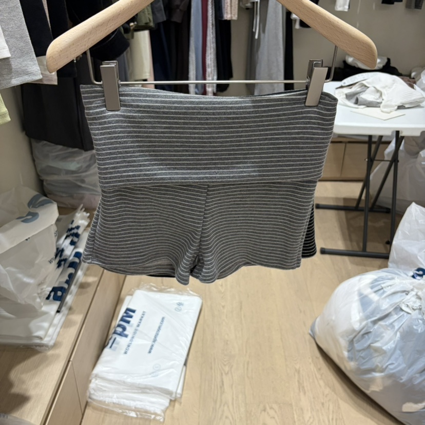 MONROE韓國代購女裝新品人氣時尚休閑真品熱賣推薦短褲條紋MONROE短褲圖色2灰