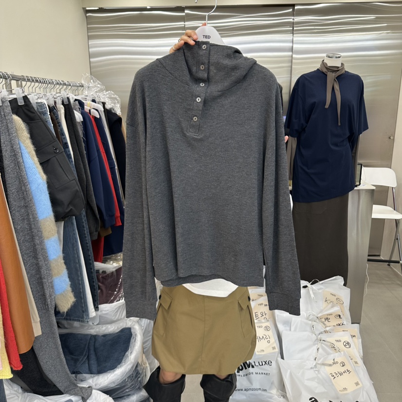TED東大門代購女士新品時尚人氣休閑真品衛衣華夫格連帽衫TED衛衣圖色3