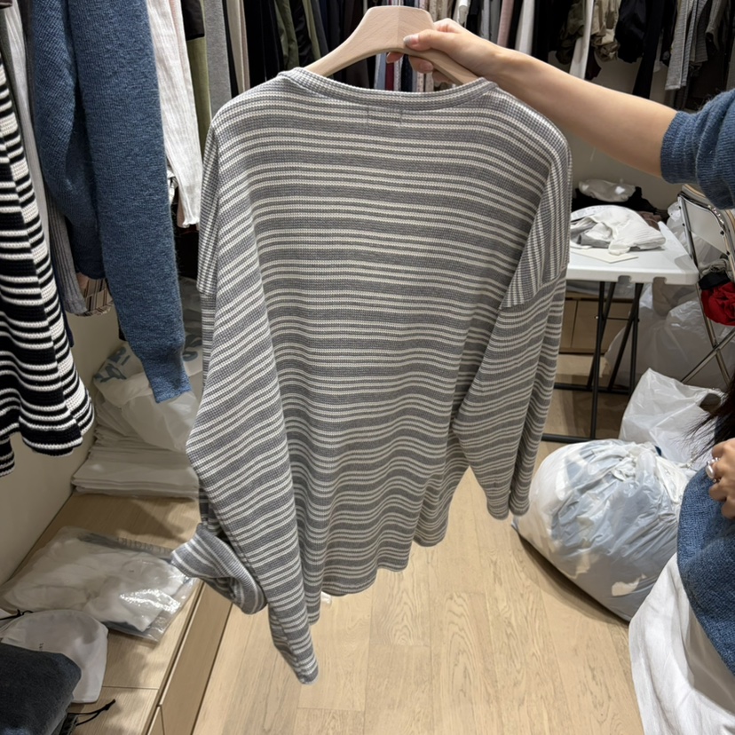 MONROE東大門代購女裝新款真品人氣推薦熱賣時尚長袖T恤條紋MONROE長袖T恤