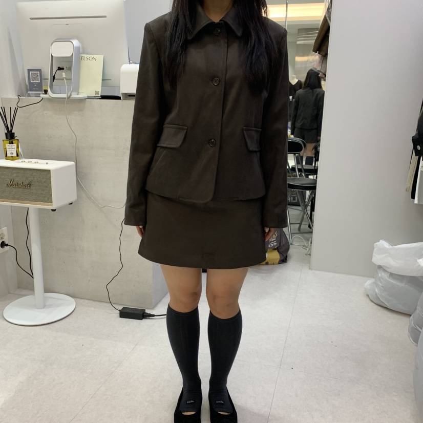 ELSON韓國代購女士新款推薦休閑真品時尚熱賣套裝皮裙麂皮ELSON套裝