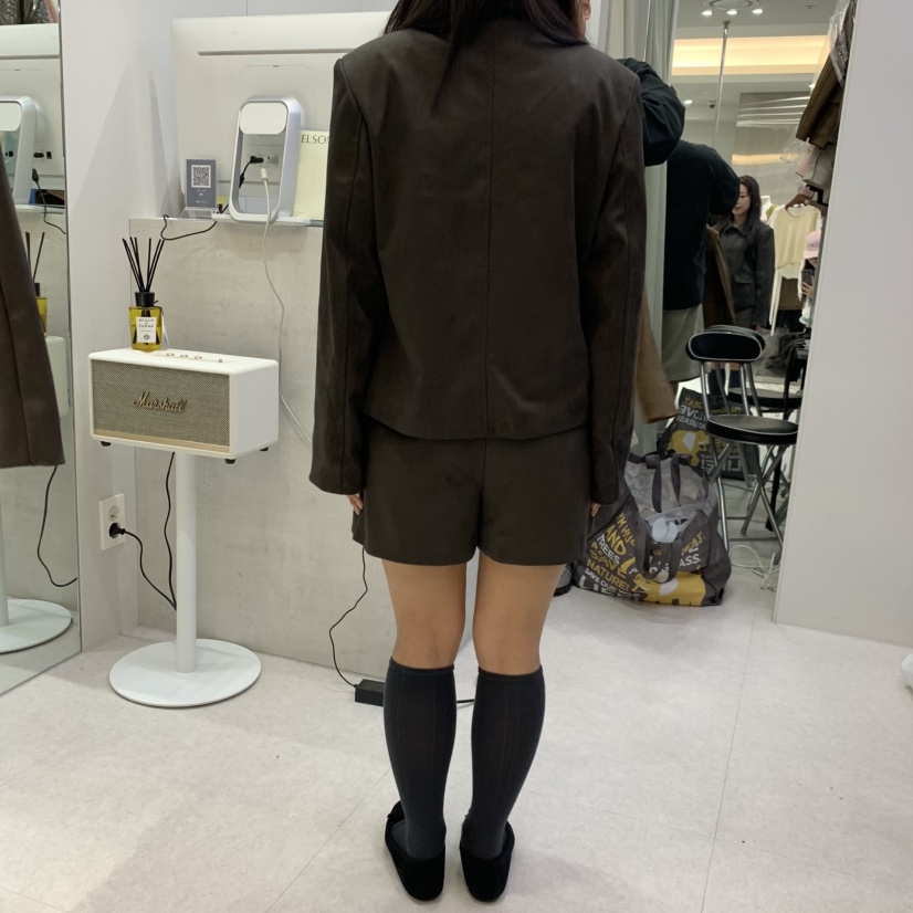 ELSON韓國代購女士新款推薦休閑真品時尚熱賣套裝皮裙麂皮ELSON套裝