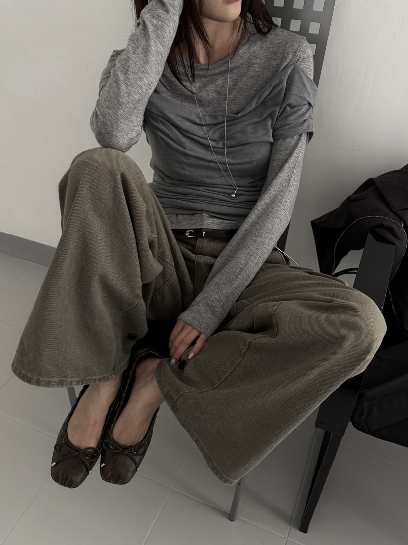 OUTLANDER東大門直郵女士新款休閑時尚推薦長袖T恤假兩件OUTLANDER長袖T恤