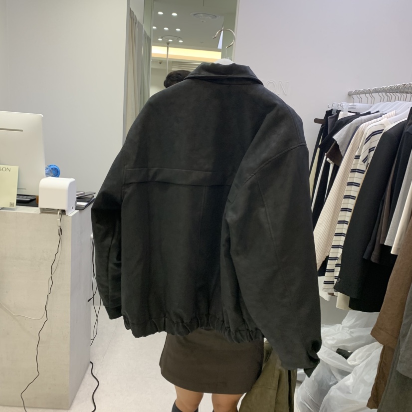 ELSON東大門實拍女裝新品休閑推薦真品夾克水洗皮革復古夾棉ELSON夾克
