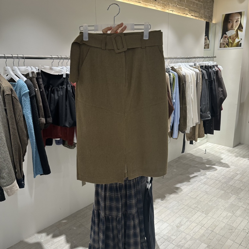 FLEEK韓國直郵女士新品人氣時尚推薦半身裙中短裙羊毛腰帶Fleek半身裙/中短裙圖色1