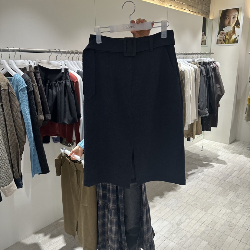 FLEEK韓國直郵女士新品人氣時尚推薦半身裙中短裙羊毛腰帶Fleek半身裙/中短裙圖色2