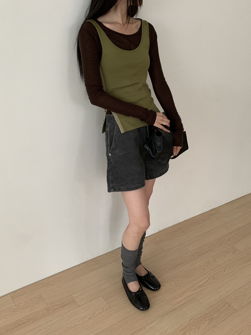 B_GARDER東大門直郵女裝新品時尚吊帶背心不含內搭撞色無袖紐扣B.GARDER吊帶/背心