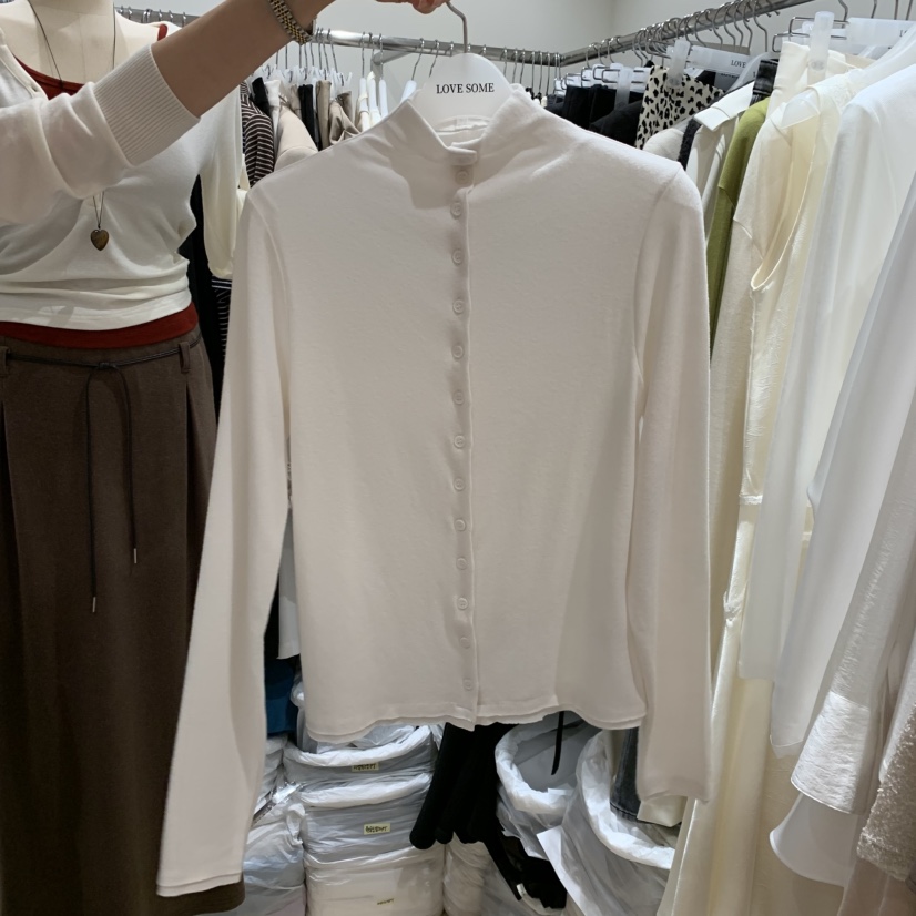 LOVE SOME東大門直郵女裝新品推薦人氣時尚長袖T恤兩面紐扣LOVE SOME長袖T恤圖色1