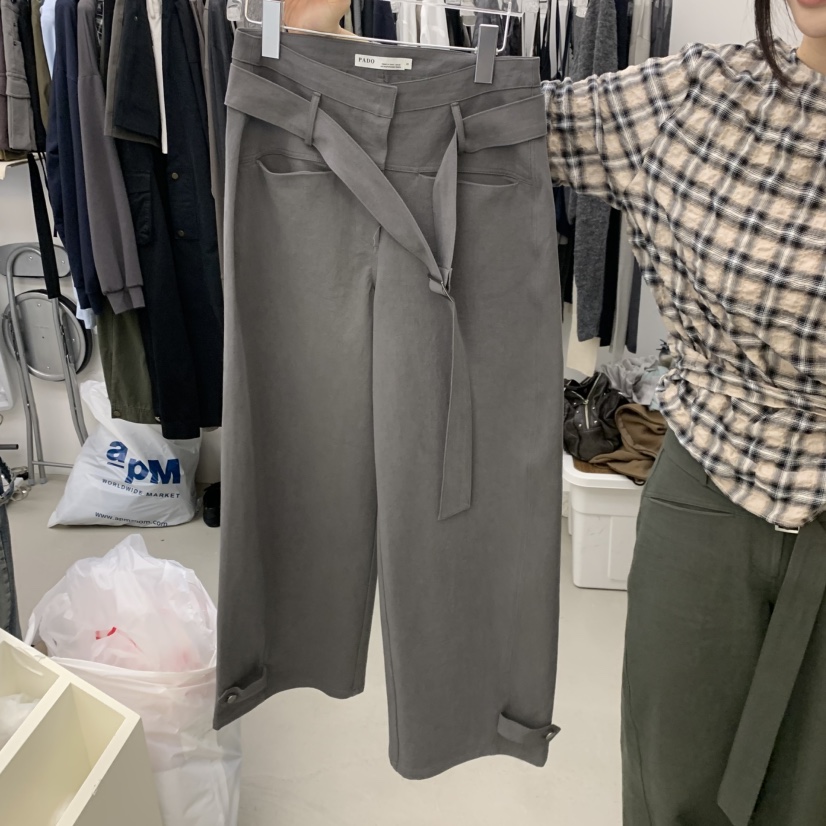 PADO東大門直郵女裝新品休閑人氣熱賣推薦休閑褲含腰帶系帶PADO休閑褲圖色1