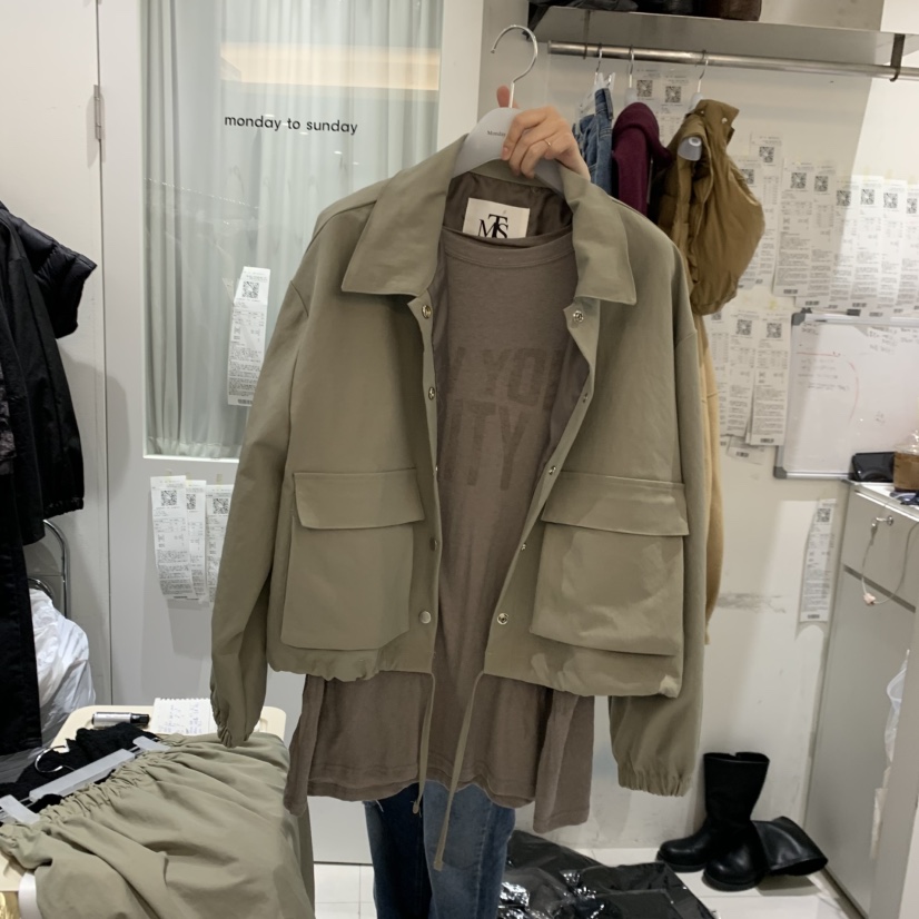 MONDAY TO SUNDAY韓國代購女裝新品真品熱賣休閑人氣夾克MONDAY TO SUNDAY夾克圖色3卡其