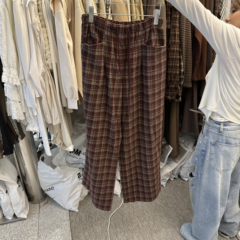 VIRKIN東大門直郵女士新款人氣真品時尚休閑熱賣休閑褲格子VIRKIN休閑褲圖色1
