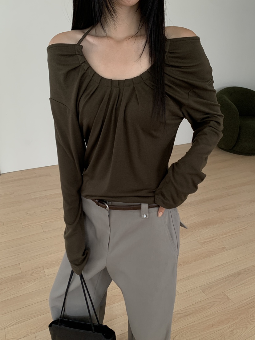 B_GARDER東大門代購女士新款真品休閑熱賣推薦時尚長袖T恤B.GARDER長袖T恤圖色1卡其色