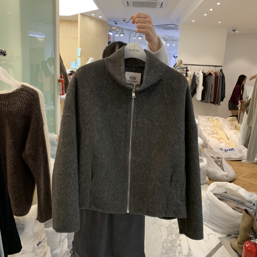 ALMOND韓國直郵女士新品推薦人氣真品休閑短款大衣手工拉鏈ALMOND短款大衣圖色1
