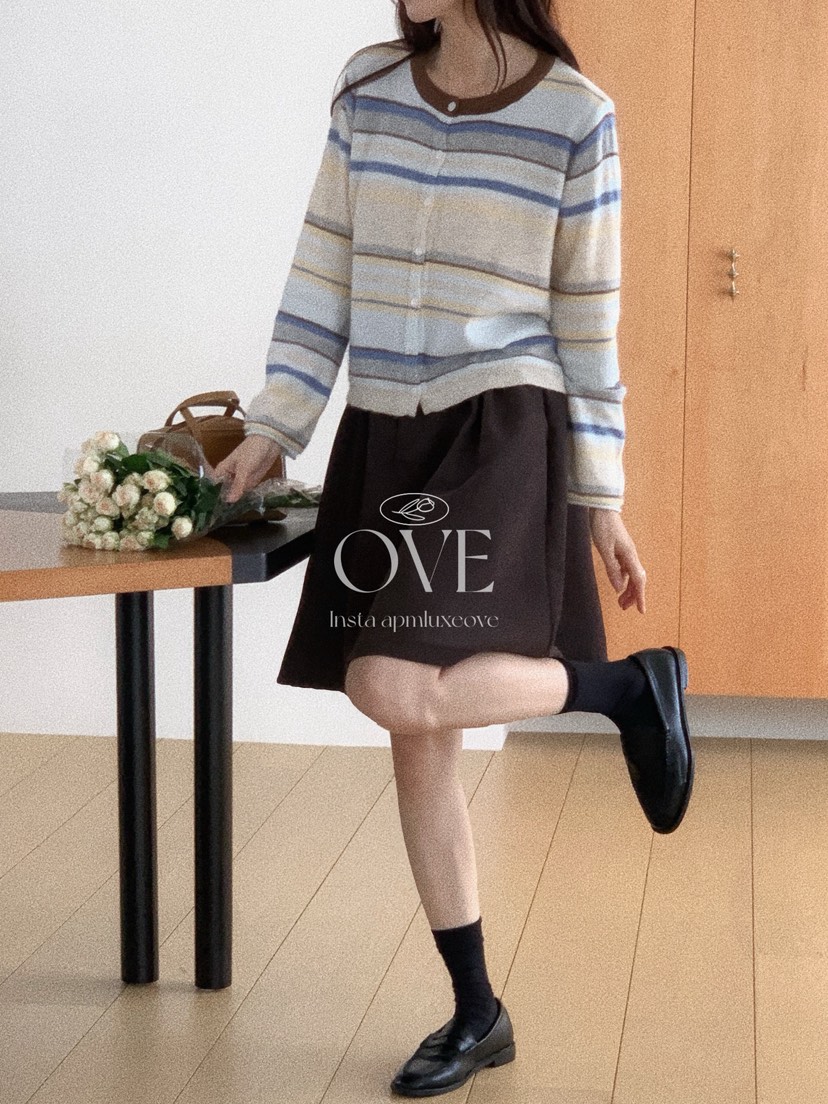 OVE韓國代購女士新品休閑人氣時尚真品熱賣推薦開衫條紋OVE開衫