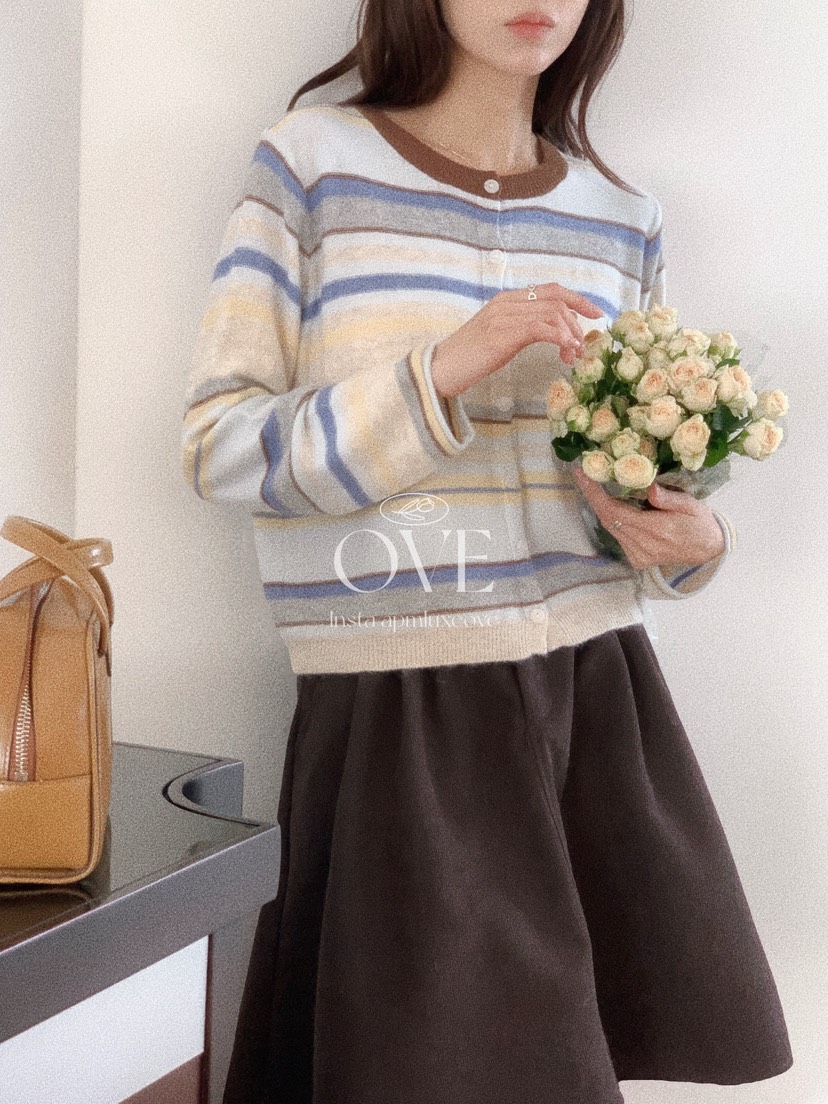 OVE韓國代購女士新品休閑人氣時尚真品熱賣推薦開衫條紋OVE開衫
